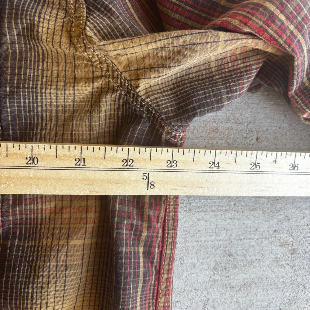 A5 The North Face Men's XXL Brown Plaid Long Sleeve Button-Up Shirt Pockets Fall